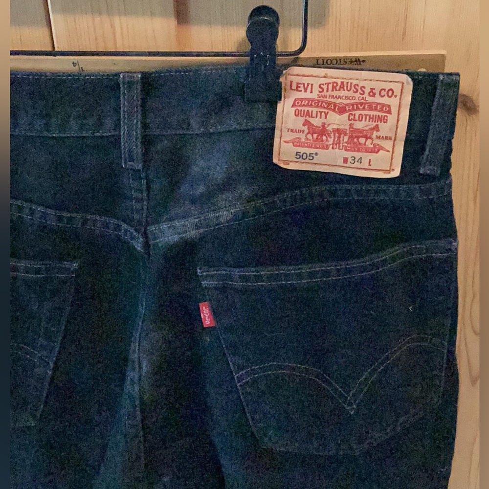 π Vintage Leviβs Shorts 34 Black Y2K Regular Fit Denim SHORTS 505 Deadstock - Picture 2 of 16